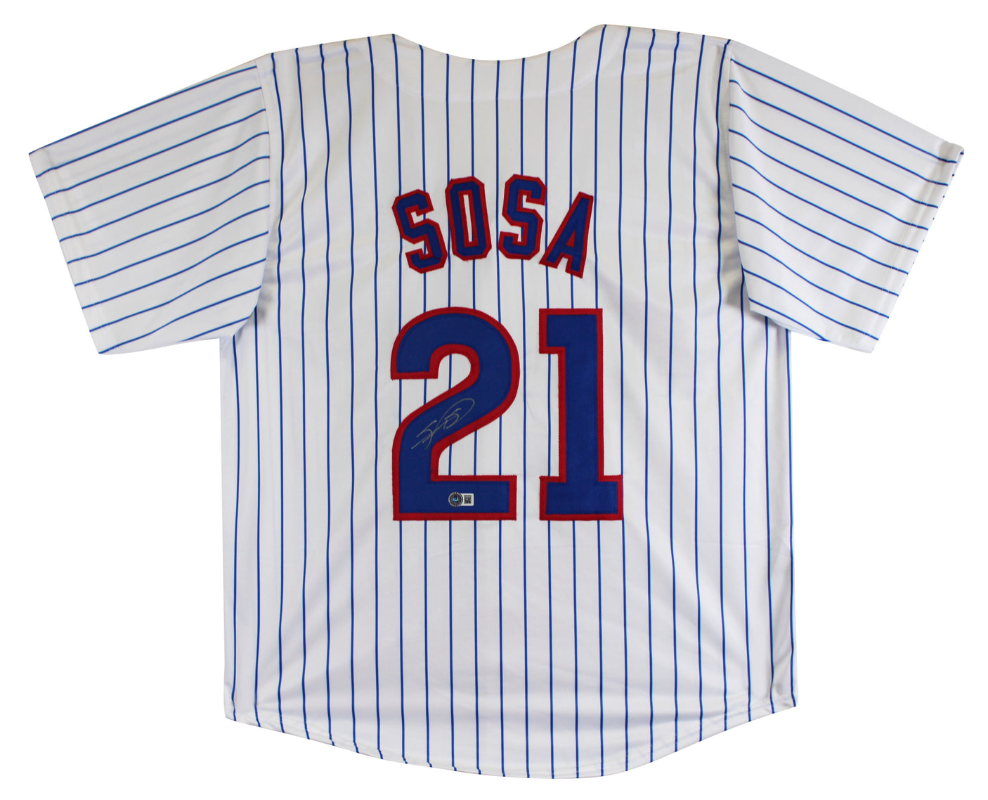 Sammy Sosa Authentic Signed White Pinstripe Pro Style Jersey BAS Witnessed