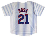 Sammy Sosa Authentic Signed White Pinstripe Pro Style Jersey BAS Witnessed