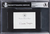 Ronald Reagan Authentic Signed 3x4 Cut Signature Autographed BAS Slabbed