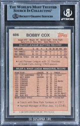 Blue Jays Bobby Cox Authentic Signed 1983 Topps #606 Card BAS Slabbed