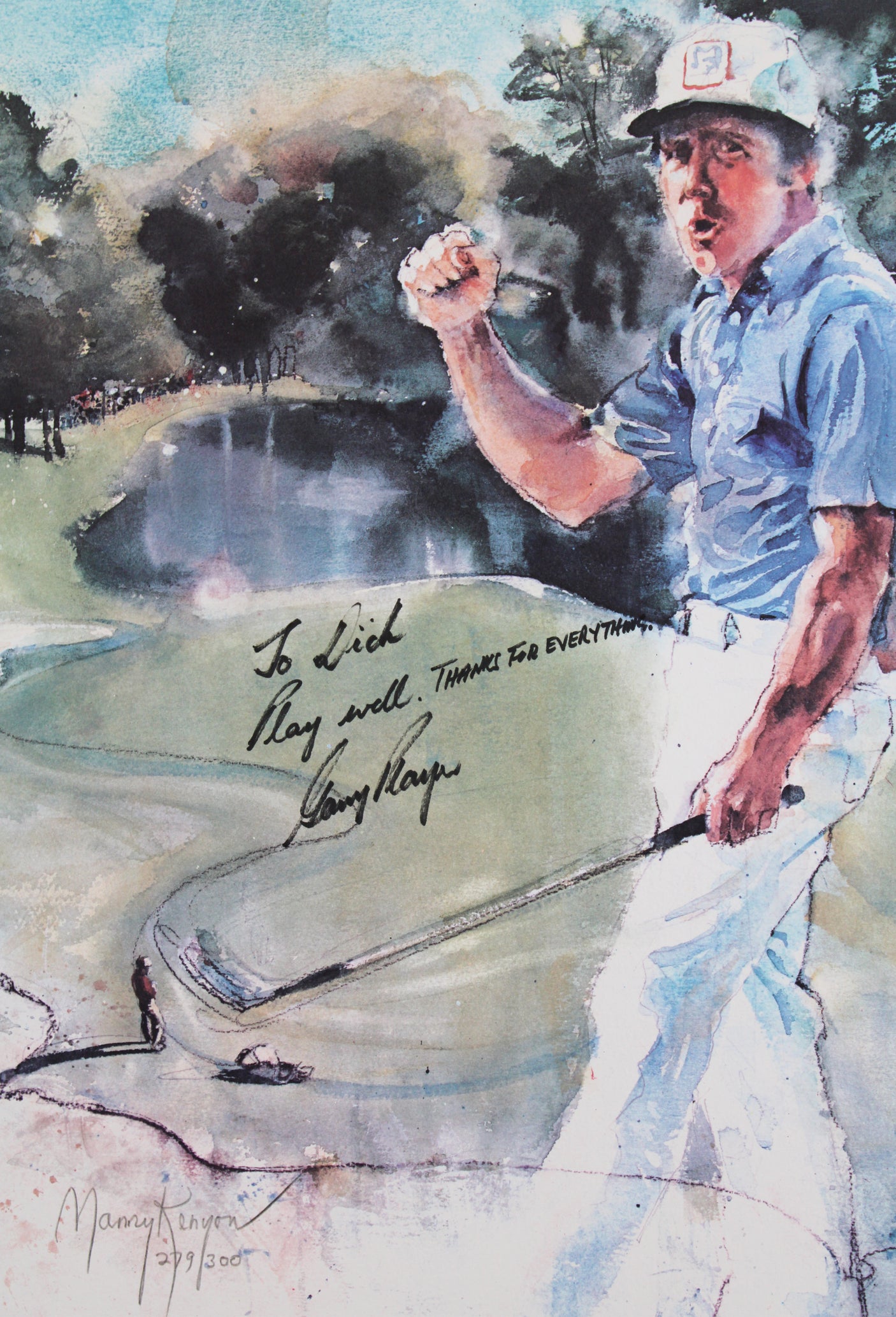 Gary Player & Ann Manry Kenyon Authentic Signed 18x22 Lithograph BAS #AE64003