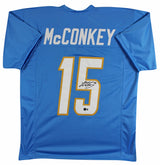 Ladd McConkey Authentic Signed Powder Blue Pro Style Jersey BAS Witnessed
