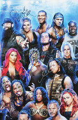 WWE Superstars (20) Hardy, Rollins, Stroman +17 Signed 16x24 Poster BAS #AE13981
