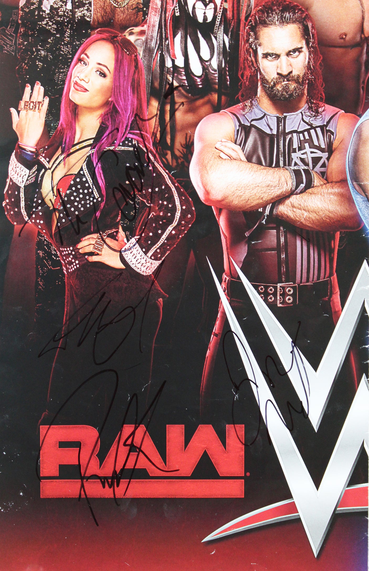 WWE Superstars (20) Hardy, Rollins, Stroman +17 Signed 16x24 Poster BAS #AE13981