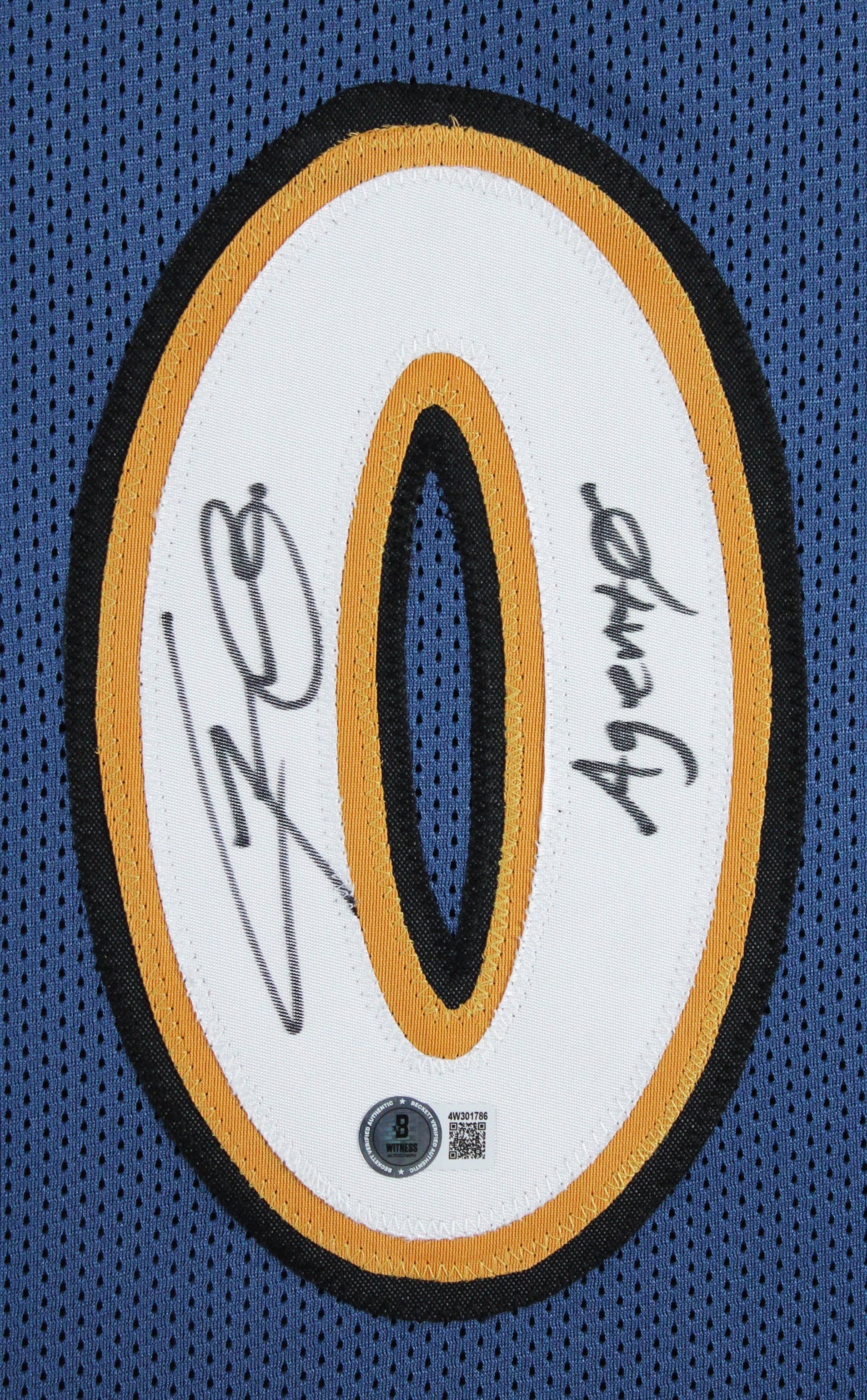 Gilbert Arenas "Agent 0" Signed Blue Pro Style Framed Jersey BAS Witnessed