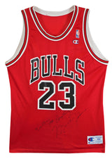 Bulls Michael Jordan "Thanks For Everything" Signed Red Champion Jersey BAS LOA