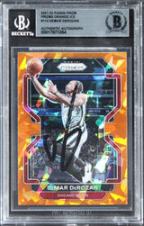 Bulls DeMar DeRozan Signed 2021 Panini Prizm Orange Ice #113 Card BAS Slabbed