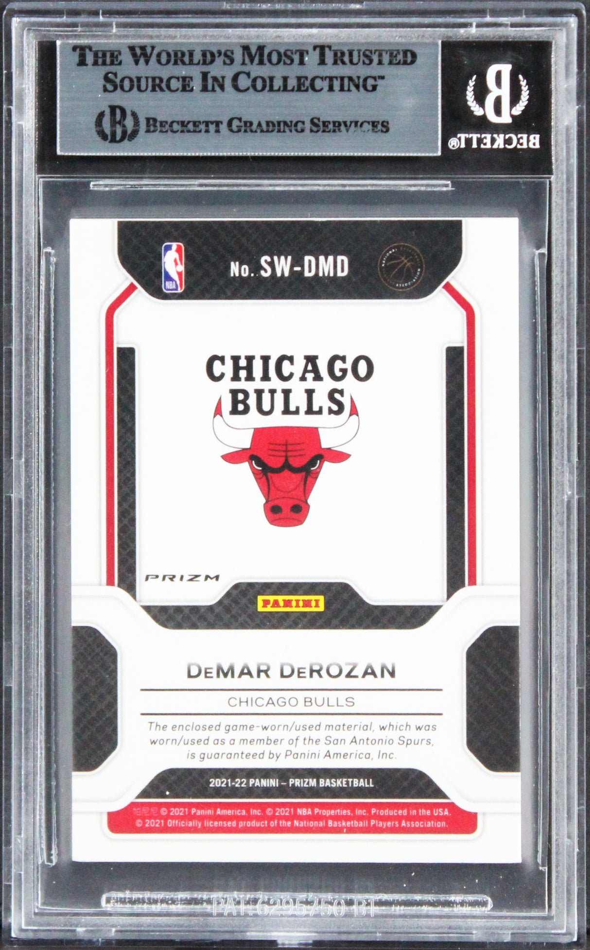 Bulls DeMar DeRozan Signed 2021 Panini Prizm SS Orange Ice #47 Card BAS Slabbed