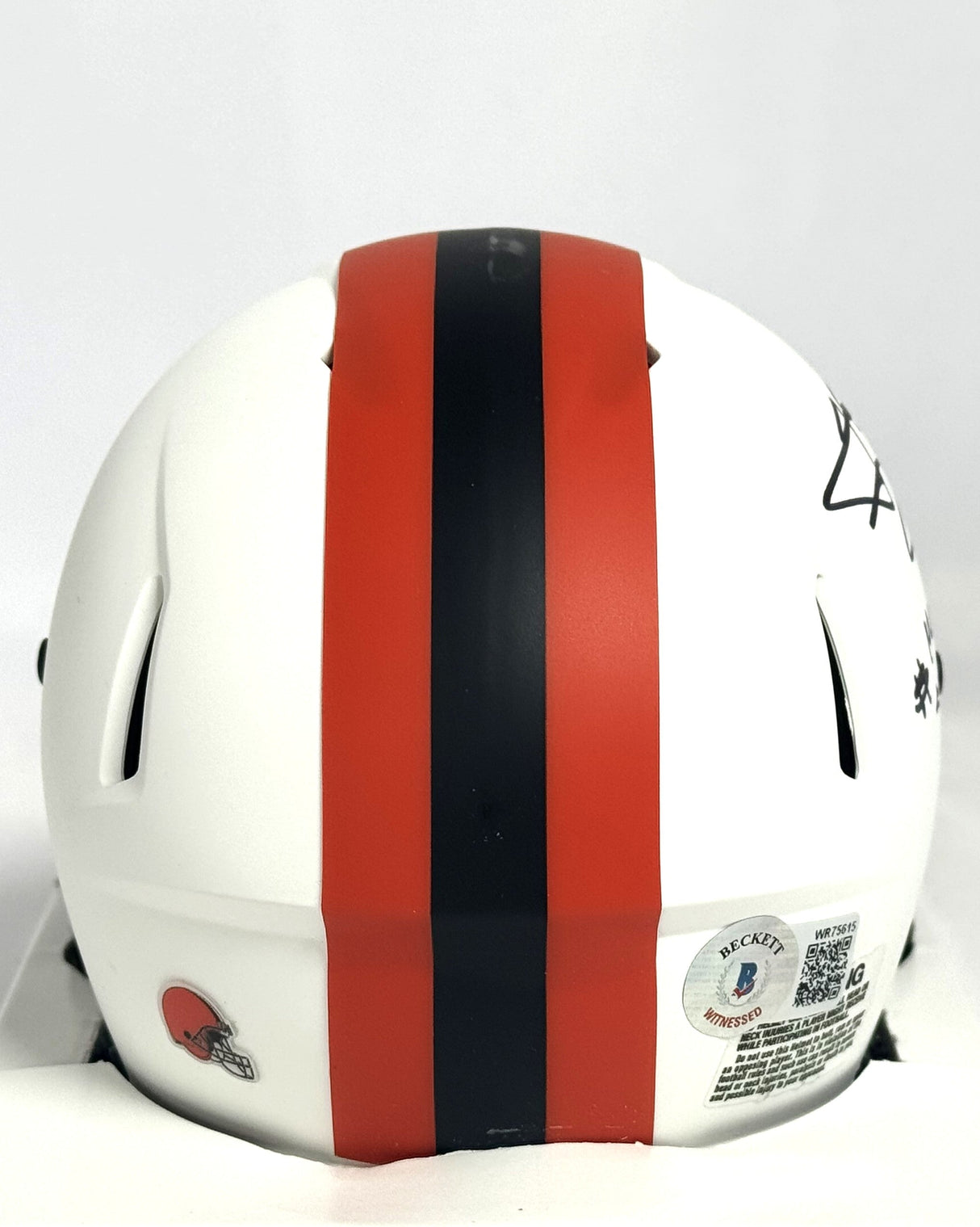 Johnny Manziel Autographed Browns Lunar Speed Mini Helmet w/Insc.-Beckett W Holo