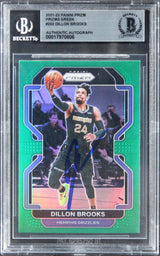 Grizzlies Dillon Brooks Signed 2021 Panini Prizm Green #202 Card BAS Slabbed