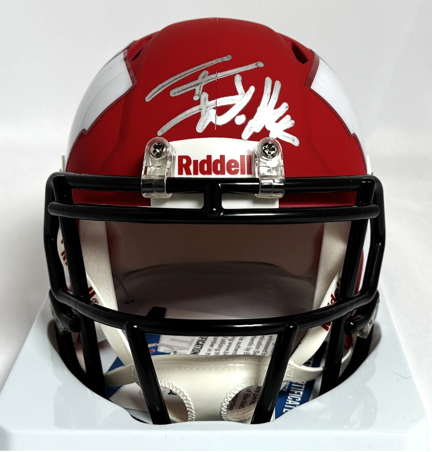 TJ Watt Autographed Wisconsin Badgers AMP Speed Mini Helmet- Beckett W *Silver