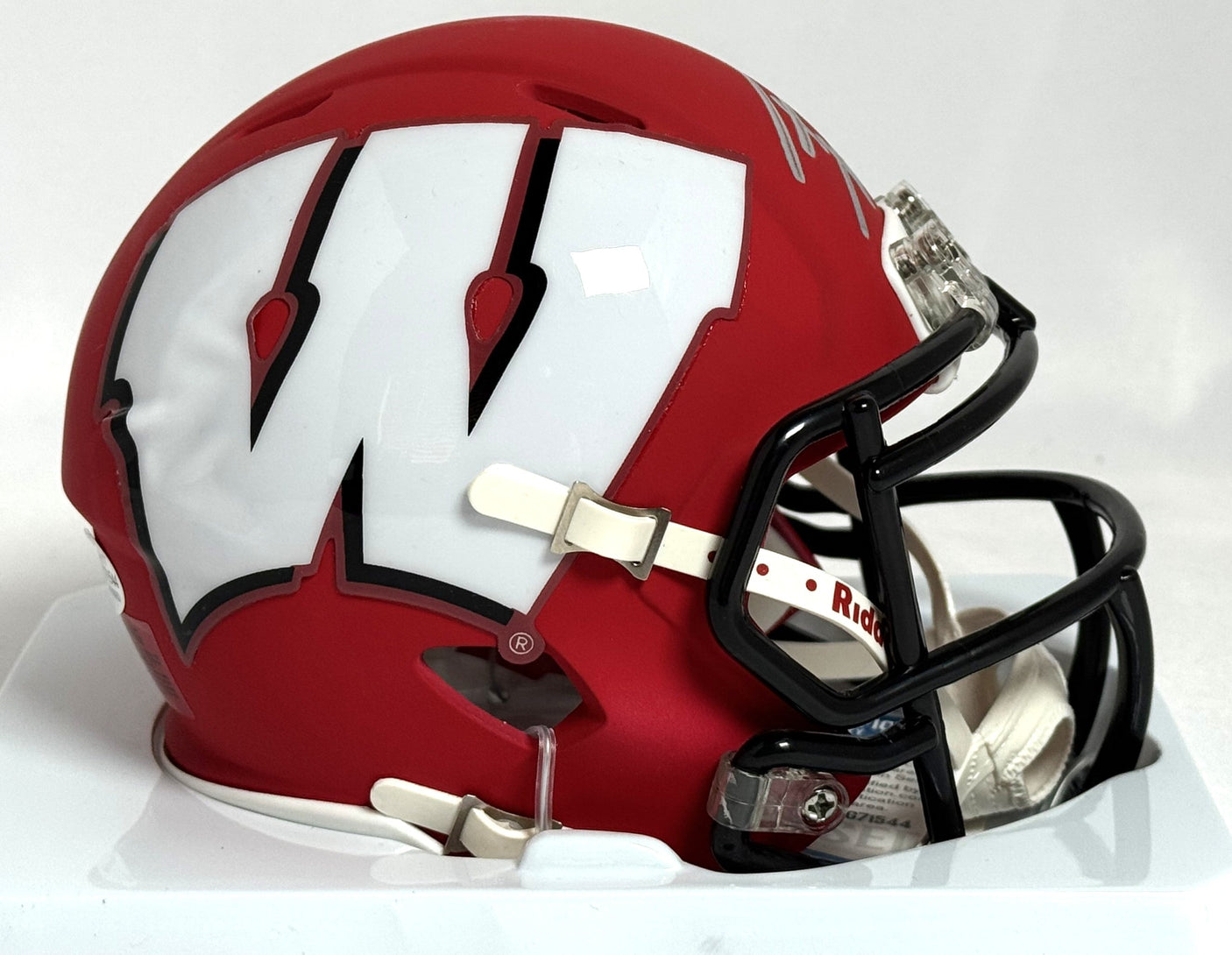 TJ Watt Autographed Wisconsin Badgers AMP Speed Mini Helmet- Beckett W *Silver