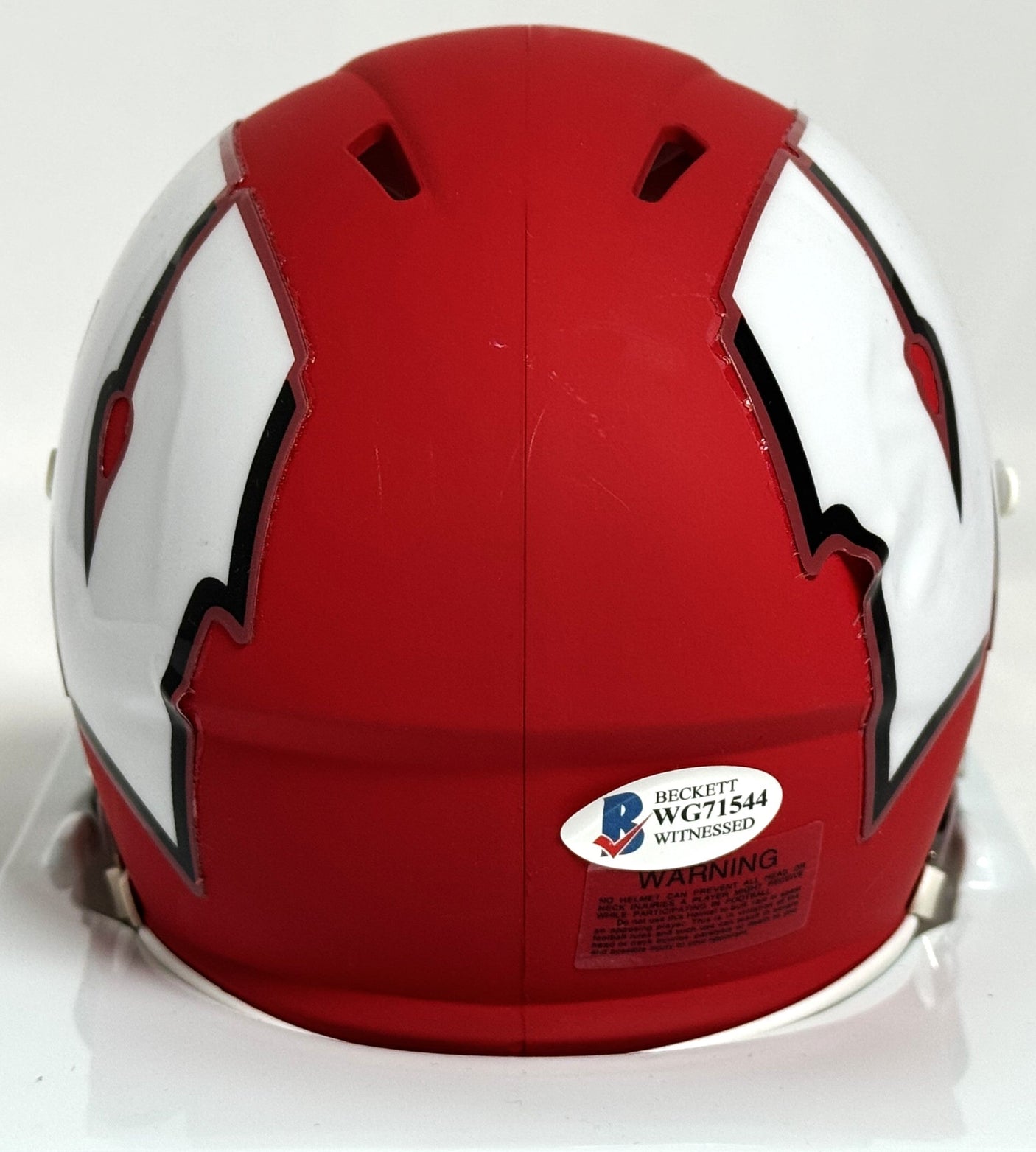 TJ Watt Autographed Wisconsin Badgers AMP Speed Mini Helmet- Beckett W *Silver