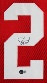Upton Stout Authentic Signed Red Pro Style Framed Jersey Autographed BAS