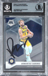 Pacers Domantas Sabonis Authentic Signed 2020 Panini Mosaic #15 Card BAS Slabbed