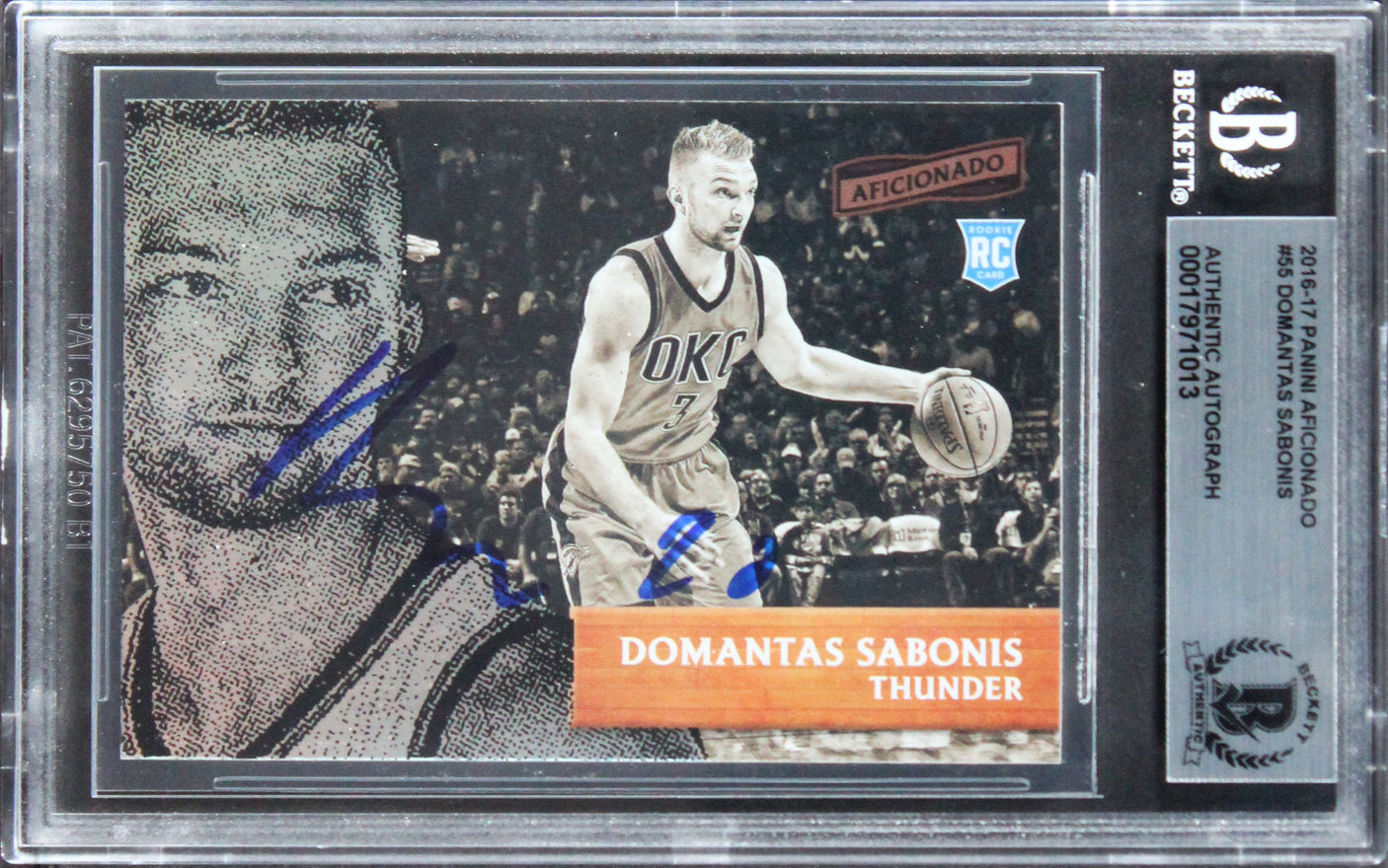 Thunder Domantas Sabonis Signed 2016 Panini Aficionado #55 Rookie Card BAS Slab