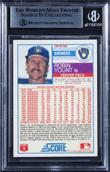 Brewers Robin Yount Authentic Signed 1988 Score #160 Card BAS Slabbed