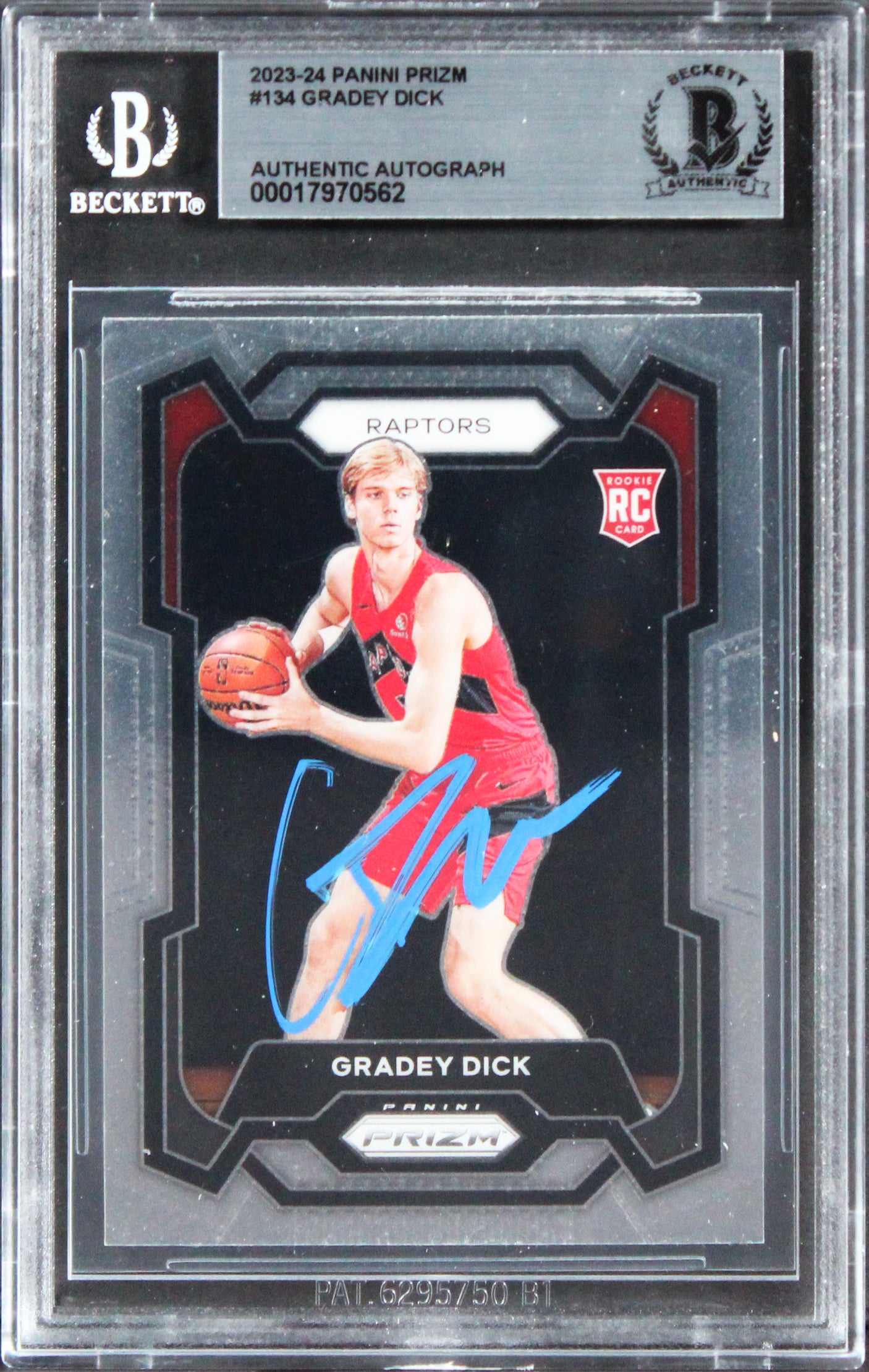 Raptors Gradey Dick Signed 2023 Panini Prizm #134 Rookie Card BAS Slabbed
