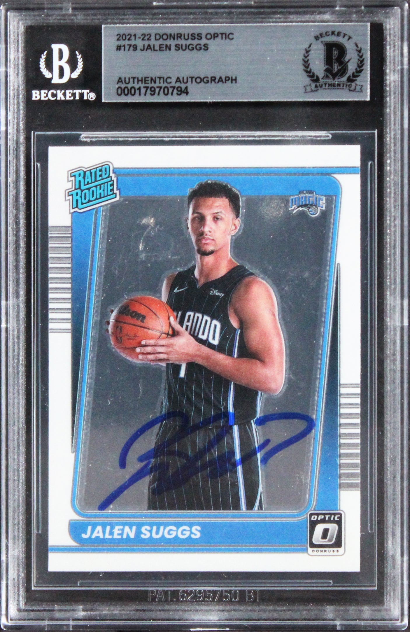 Magic Jalen Suggs Signed 2021 Donruss Optic #179 Rookie Card BAS Slabbed