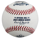 Rangers Eric Nadel "2x Insc" Signed 2023 WS Logo Baseball BAS Witness #1W235958