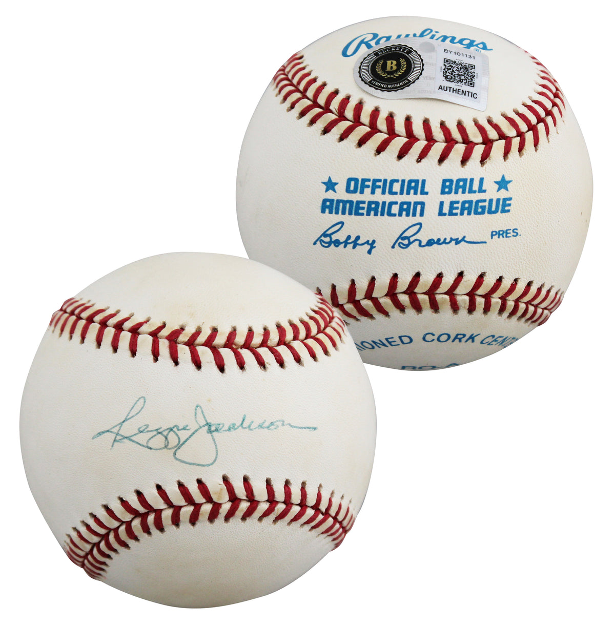 Yankees Reggie Jackson Authentic Signed Bobby Brown OAL Baseball BAS #BY101131