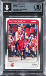 Warriors Klay Thompson Signed 2011 Fleer Retro 1988-89 #KT Rookie Card BAS Slab
