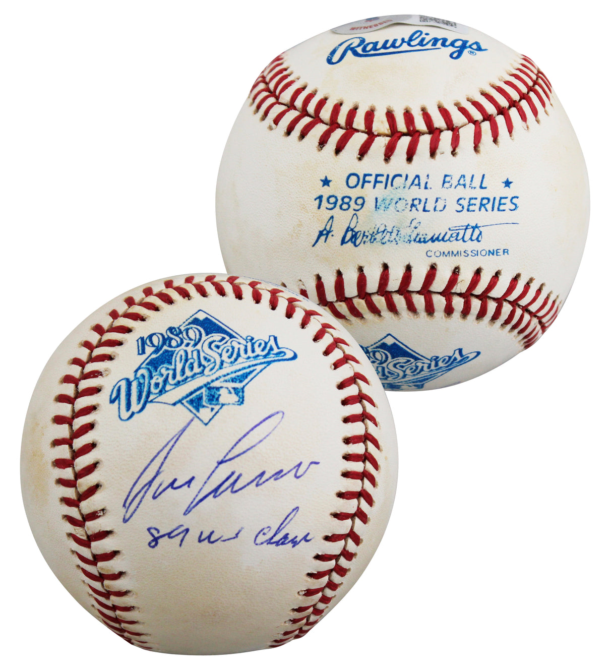 Athletics Jose Canseco "89 WS Champs" Signed 1989 WS OML Baseball BAS #W615646