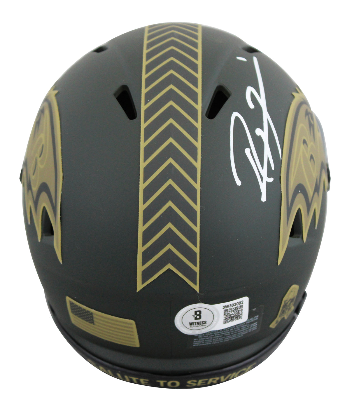 Ravens Ray Lewis Signed Salute To Service IV Speed Mini Helmet W/ Case BAS Wit 2