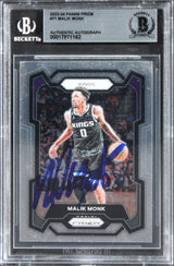 Kings Malik Monk Authentic Signed 2023 Panini Prizm #71 Card BAS Slabbed