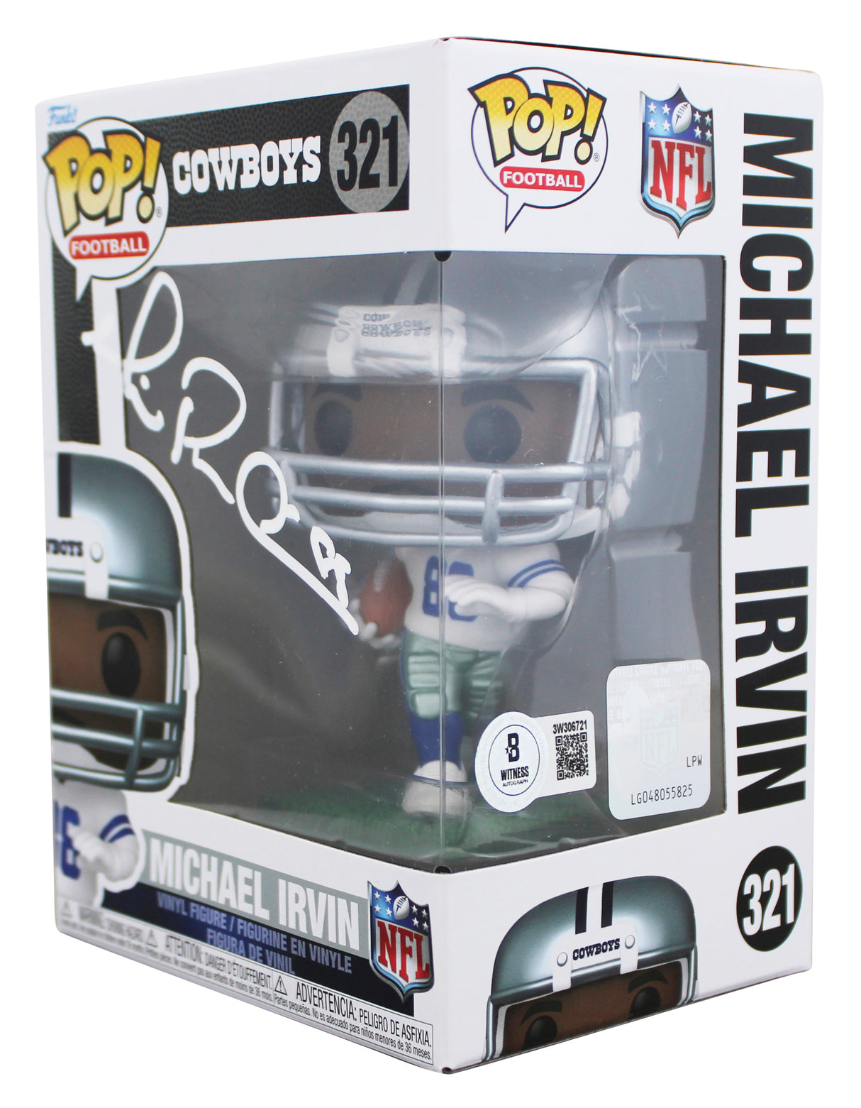 Cowboys Michael Irvin Signed #321 Funko Pop Vinyl Figure BAS Witnessed #3W306721