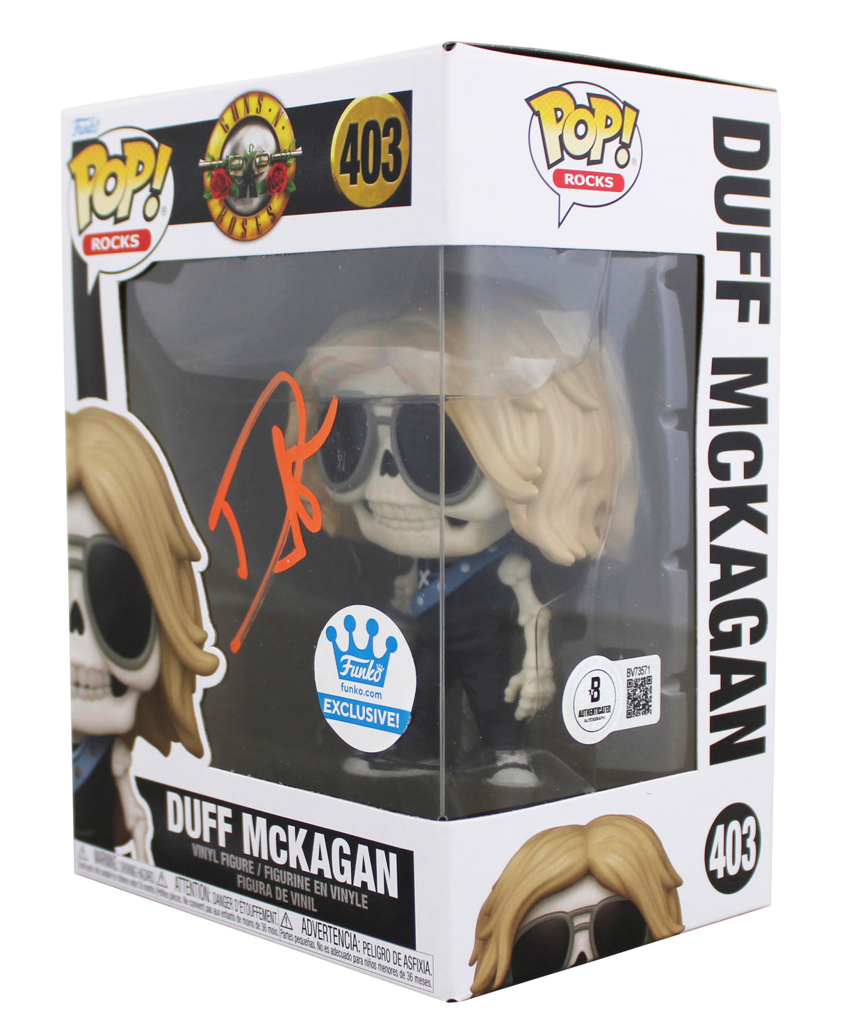 Duff McKagan Guns N' Roses Signed #403 Funko Pop Vinyl Figure w/ Orange Sig BAS