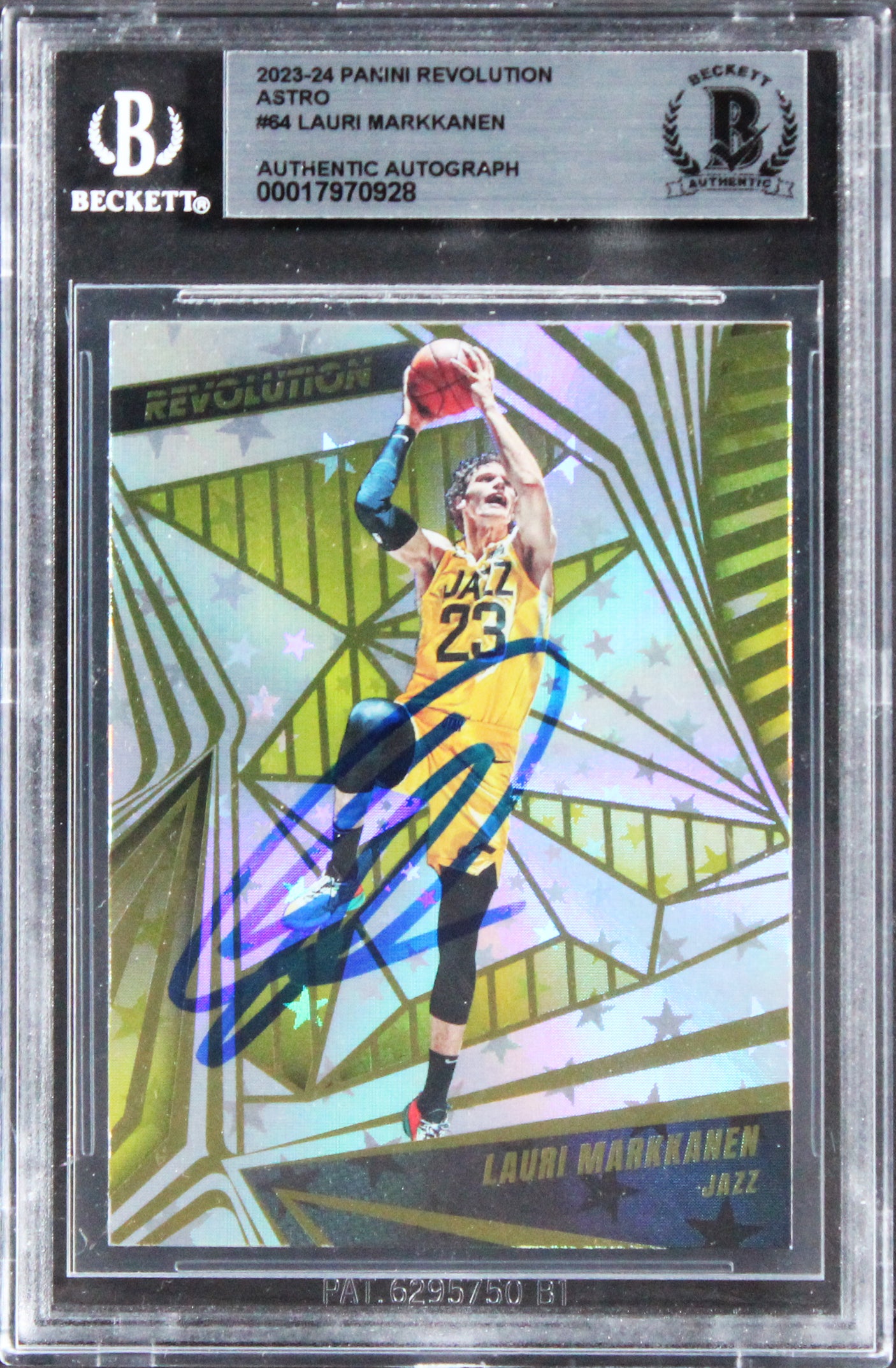 Jazz Lauri Markkanen Signed 2023 Panini Revolution Astro #64 Card BAS Slabbed