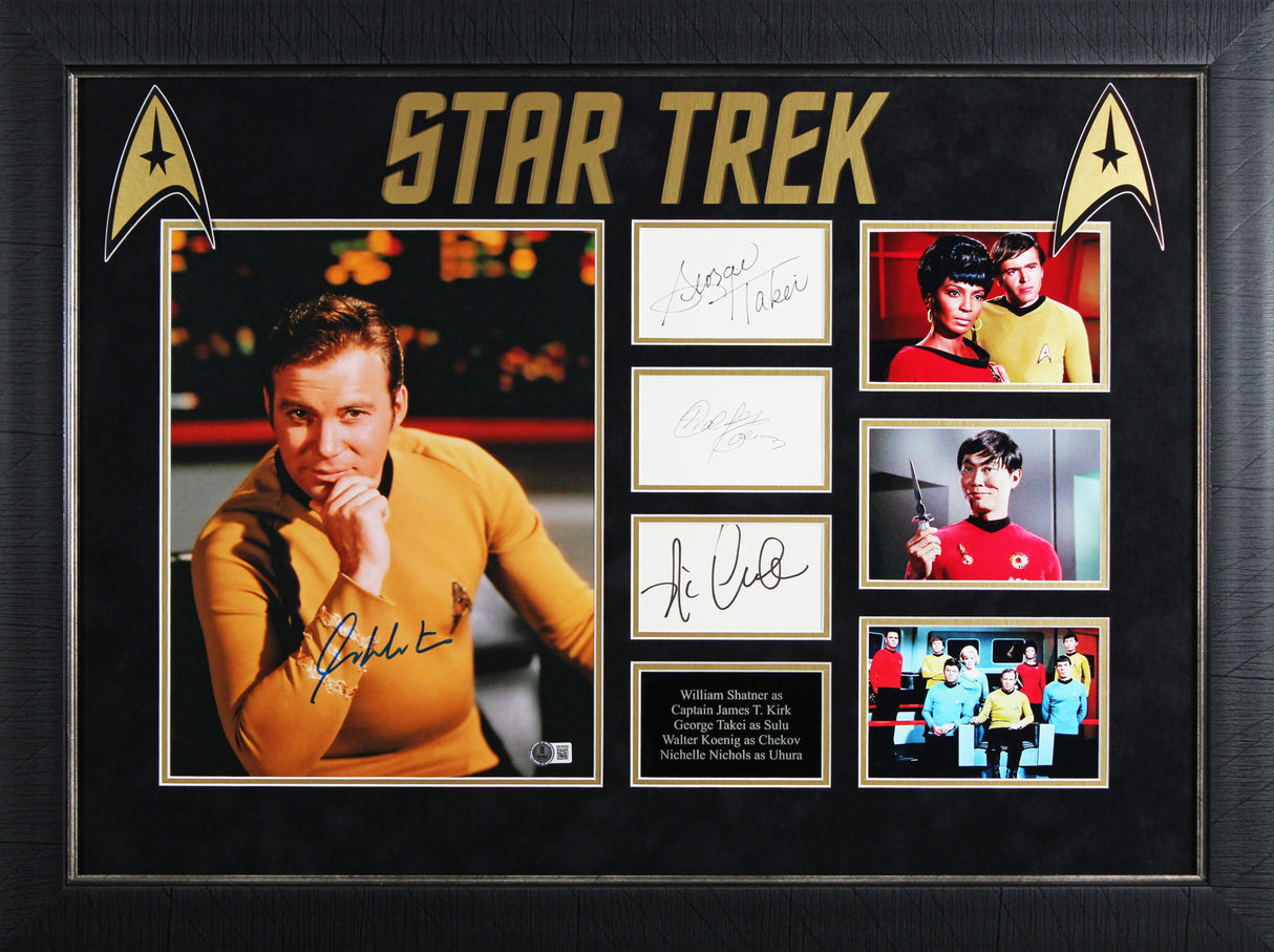 Star Trek (4) Shatner, Takei Koenig & Nichols Signed Frame Display BAS #AG010191