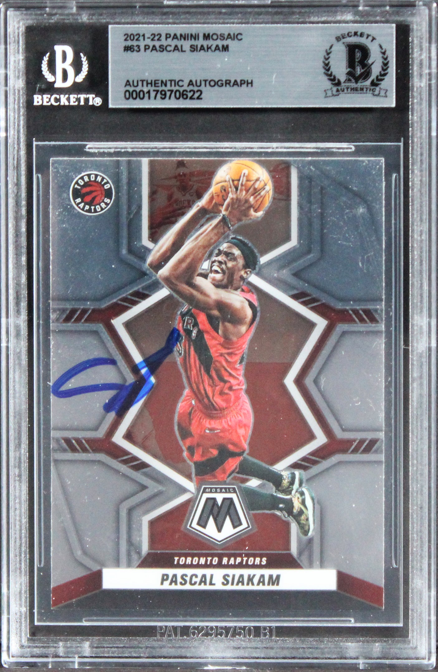 Raptors Pascal Siakam Authentic Signed 2021 Panini Mosaic #63 Card BAS Slabbed