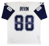 Cowboys Michael Irvin "HOF 2007" Signed White Thanksgiving M&N Jersey BAS Wit