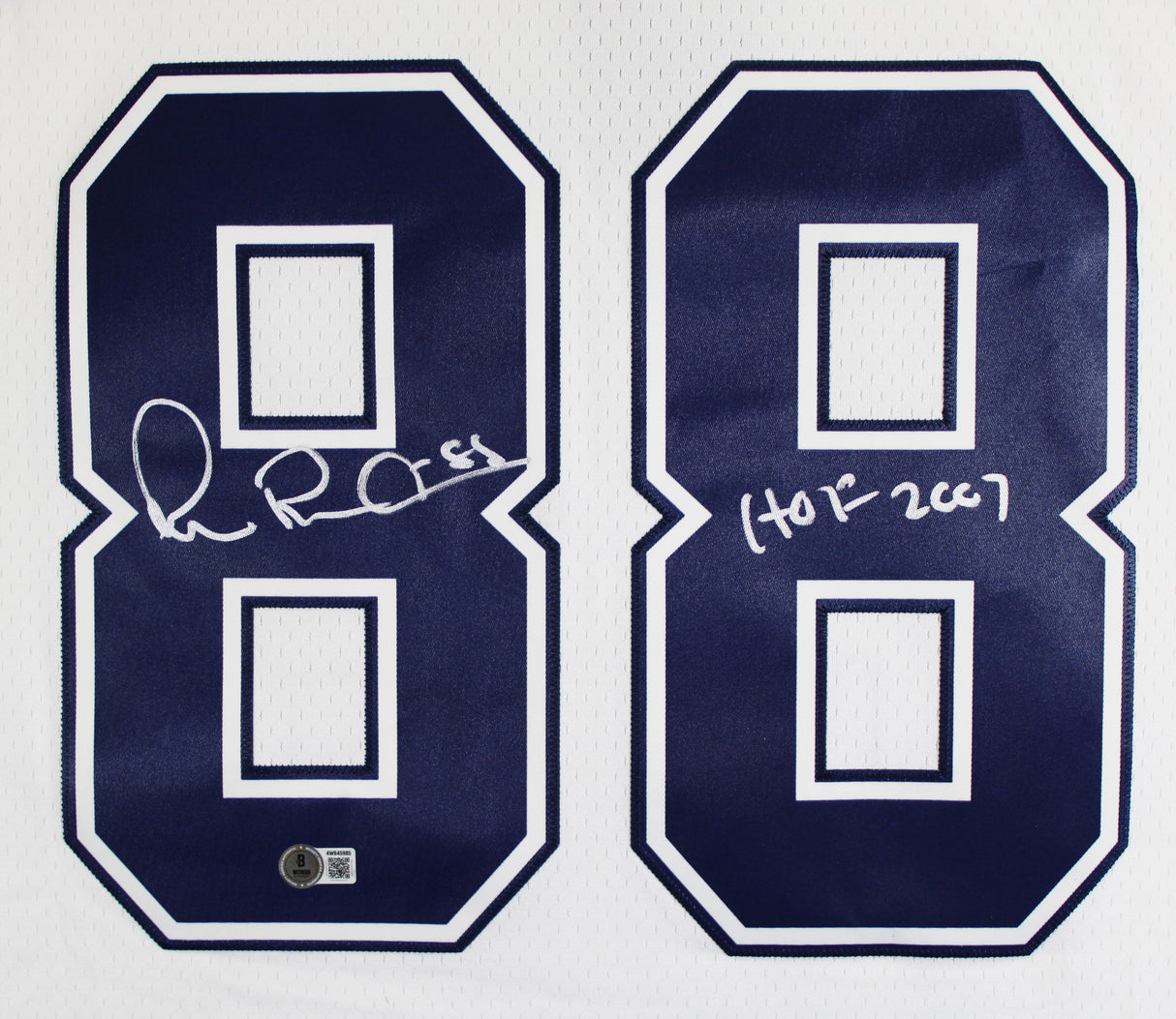 Cowboys Michael Irvin "HOF 2007" Signed White Thanksgiving M&N Jersey BAS Wit
