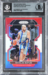 Clippers Nicolas Batum Signed 2021 Panini Prizm RWB #200 Card BAS Slabbed