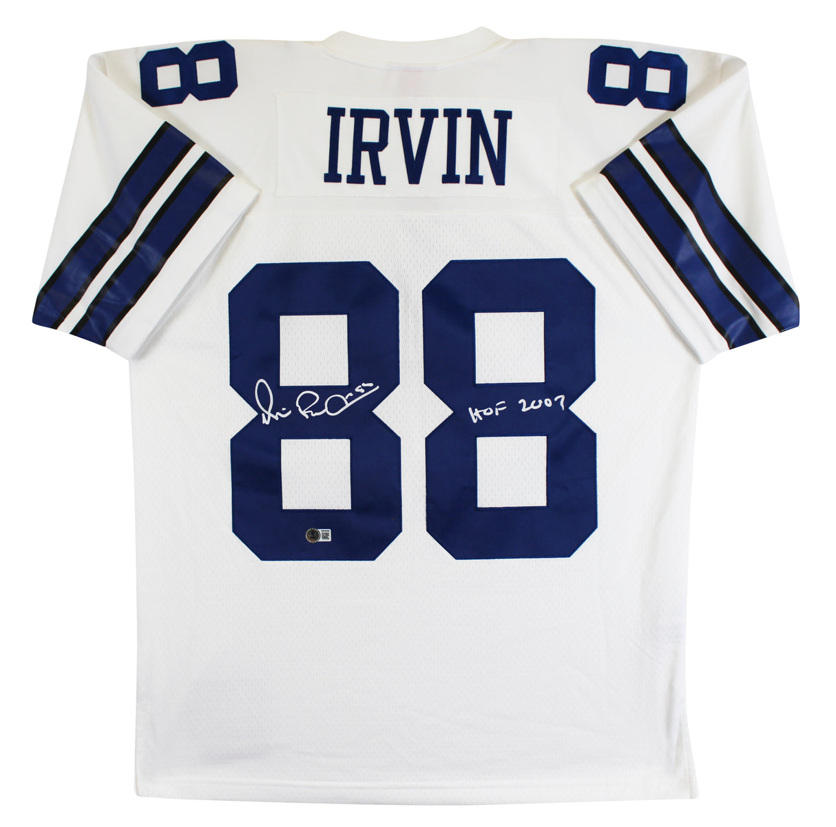 Cowboys Michael Irvin "HOF 2007" Signed White Mitchell & Ness Jersey BAS Witness