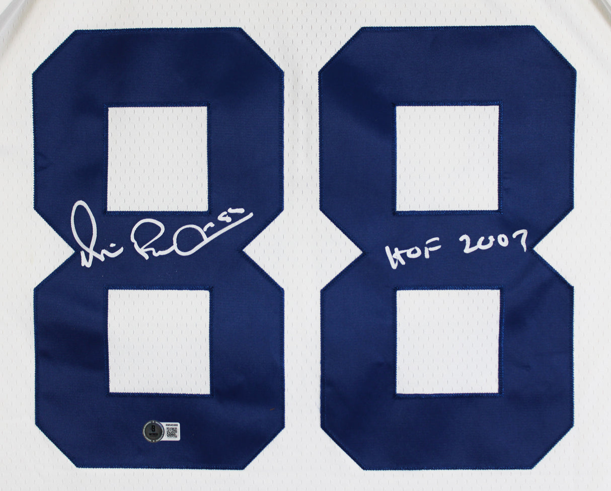 Cowboys Michael Irvin "HOF 2007" Signed White Mitchell & Ness Jersey BAS Witness