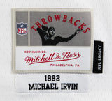 Cowboys Michael Irvin "HOF 2007" Signed White Mitchell & Ness Jersey BAS Witness