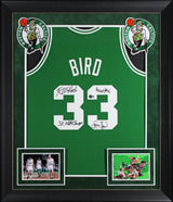 Celtics (3) Bird, Parish & McHale Signed Green M&N Swingman Framed Jersey BAS W