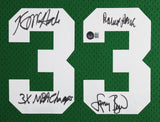 Celtics (3) Bird, Parish & McHale Signed Green M&N Swingman Framed Jersey BAS W