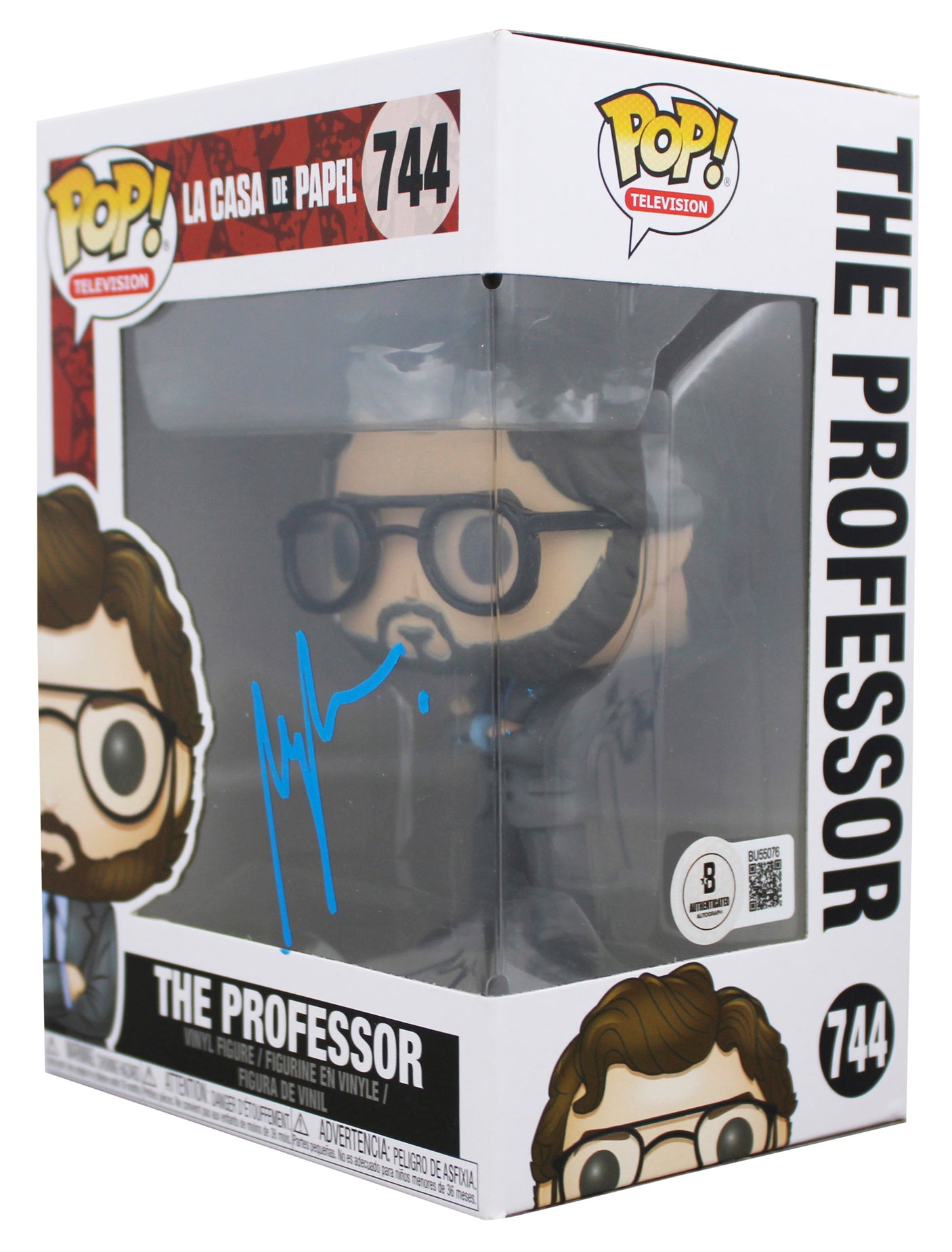 Alvaro Morte Signed The Professor #744 Funko Pop Vinyl Figure BAS #BU55076