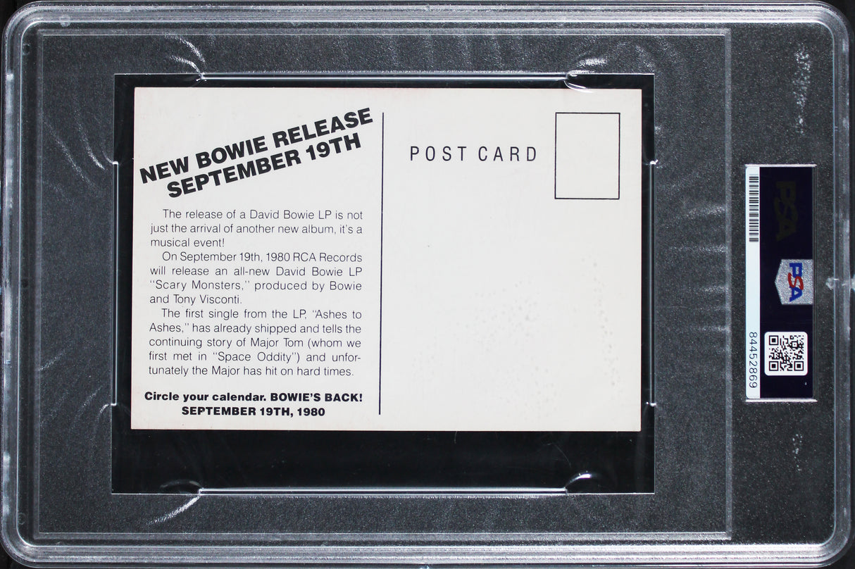 David Bowie "94" Authentic Signed 4x6 Postcard Autographed PSA/DNA Slabbed
