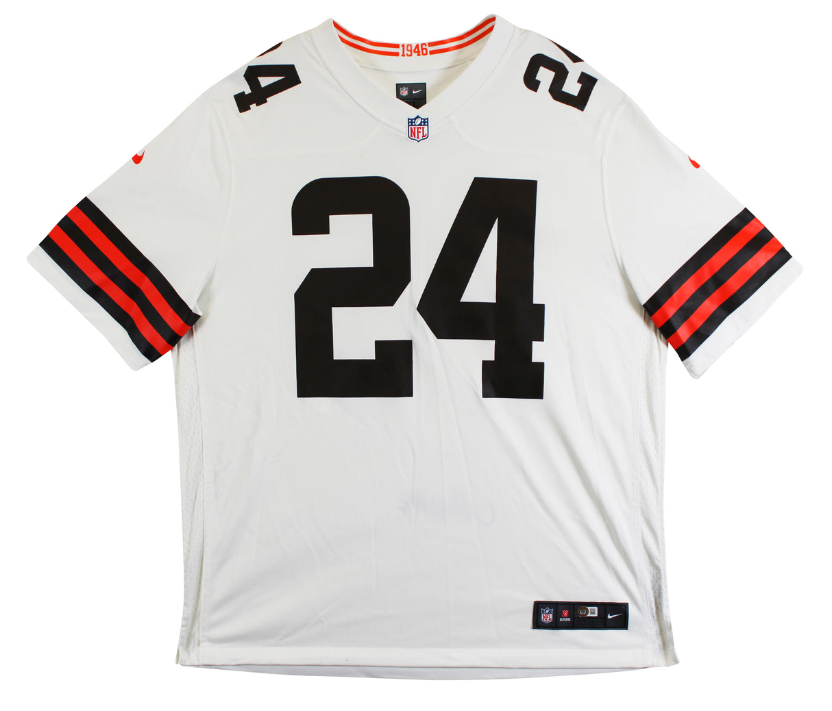 Browns Nick Chubb Authentic Signed White Nike Game Jersey BAS Witness #1W042201
