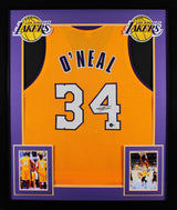 Shaquille O'Neal Authentic Signed Yellow Pro Style Framed Jersey BAS Witnessed 2