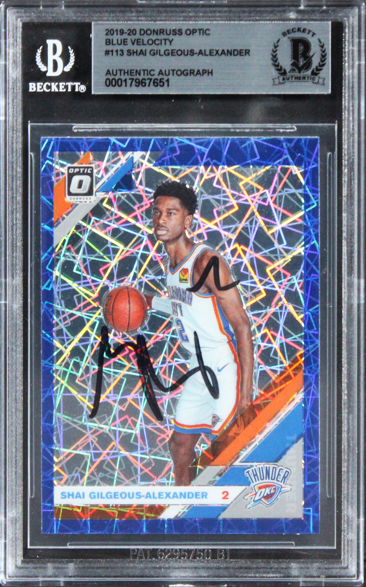 Thunder Shai Gilgeous-Alexander Signed 2019 Donruss Optic BV #113 Card BAS Slab