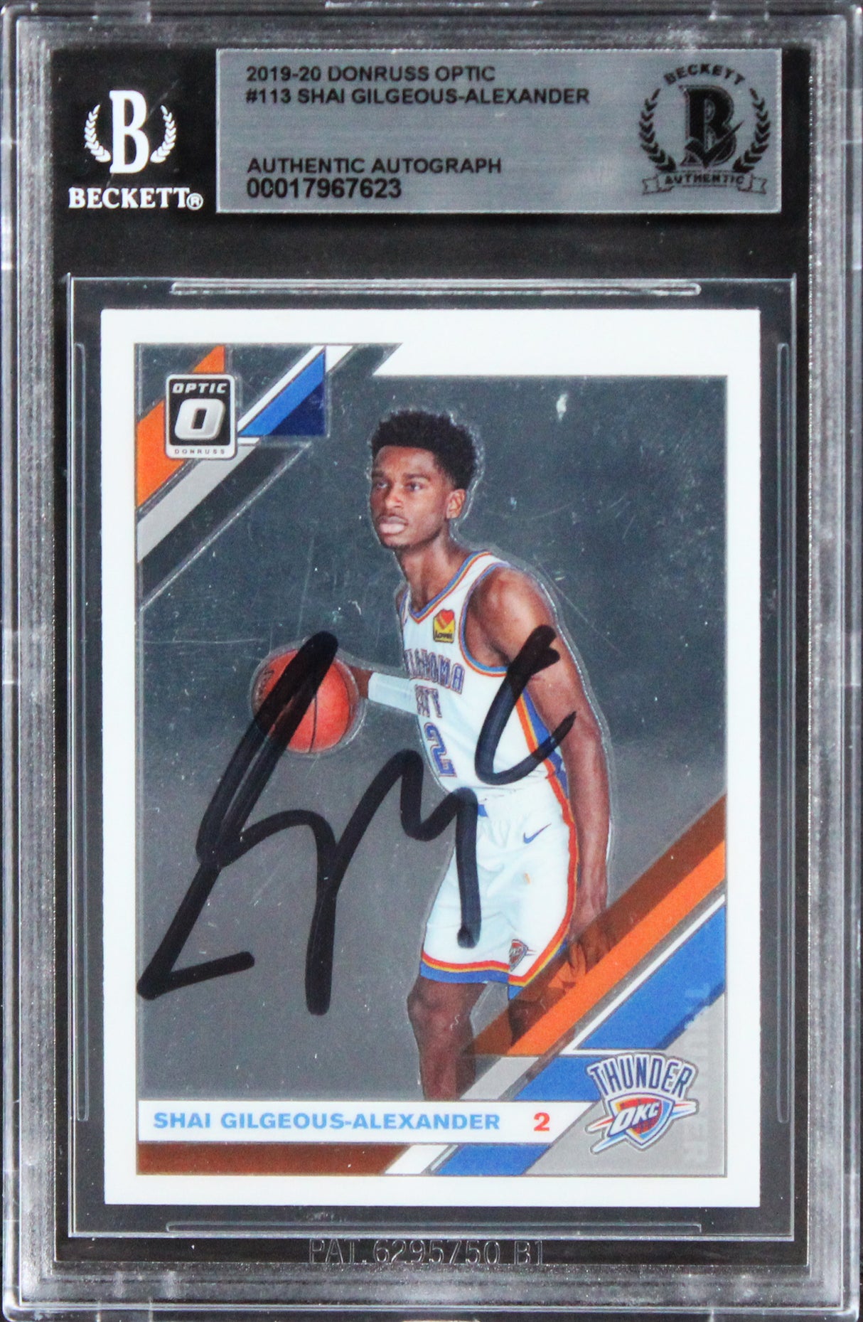 Thunder Shai Gilgeous-Alexander Signed 2019 Donruss Optic #113 Card BAS Slabbed