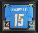 Ladd McConkey Authentic Signed Powder Blue Pro Style Framed Jersey BAS Witnessed