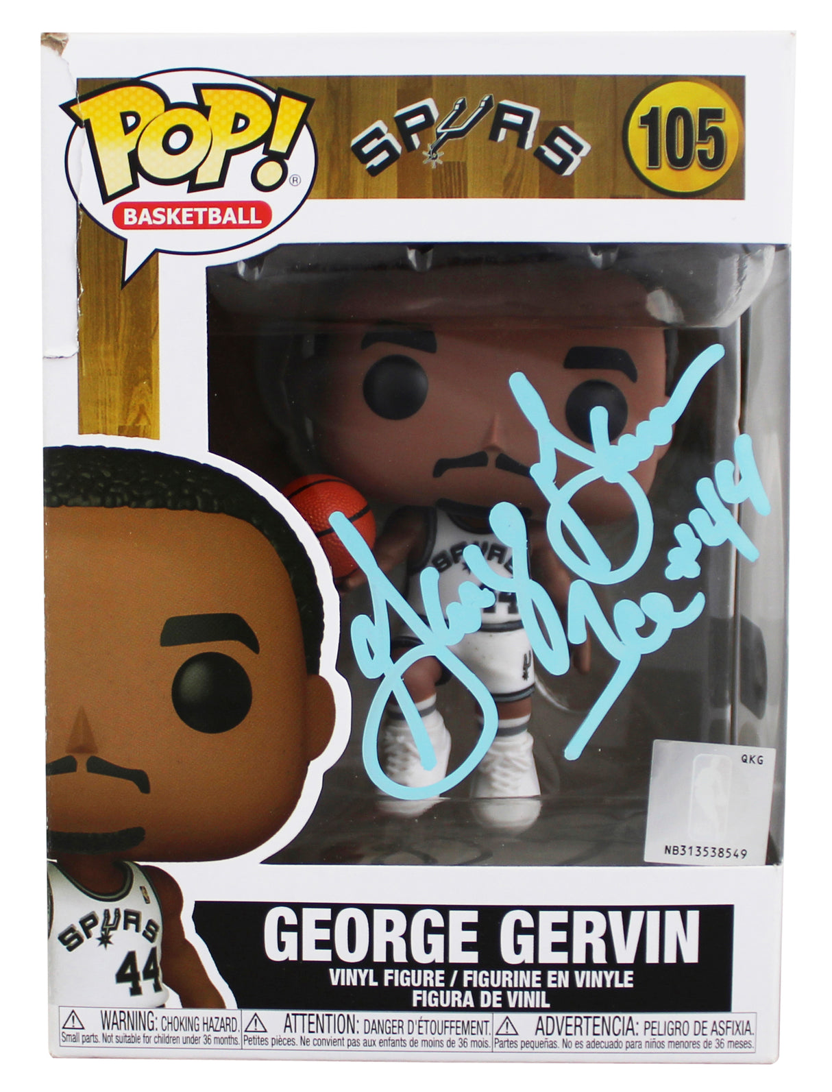 Spurs George Gervin Authentic Signed #105 Funko Pop Vinyl Figure BAS #BY103580